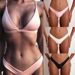2017 Hot Women Triangular Trunks Bikini Set Bottom Swimwear Cheeky Thong V Swim Trunks Sexy Women Beachwear Solid Black S-XL