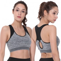 Belleziva Women Sports Bra Seamless Hollow-Out Shakeproof Tank Top Yoga Running Workout Vest Wirefree Stretch Activewear